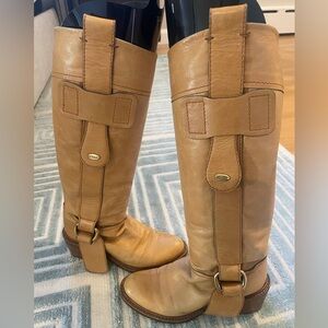 Vintage tall Chloe boots, butterscotch leather, 36